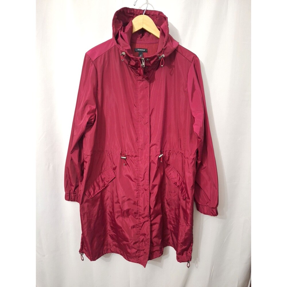 Torrid Hooded Utility Anorak Rain Jacket Size 2x Drawstring Waist Flap Pockets